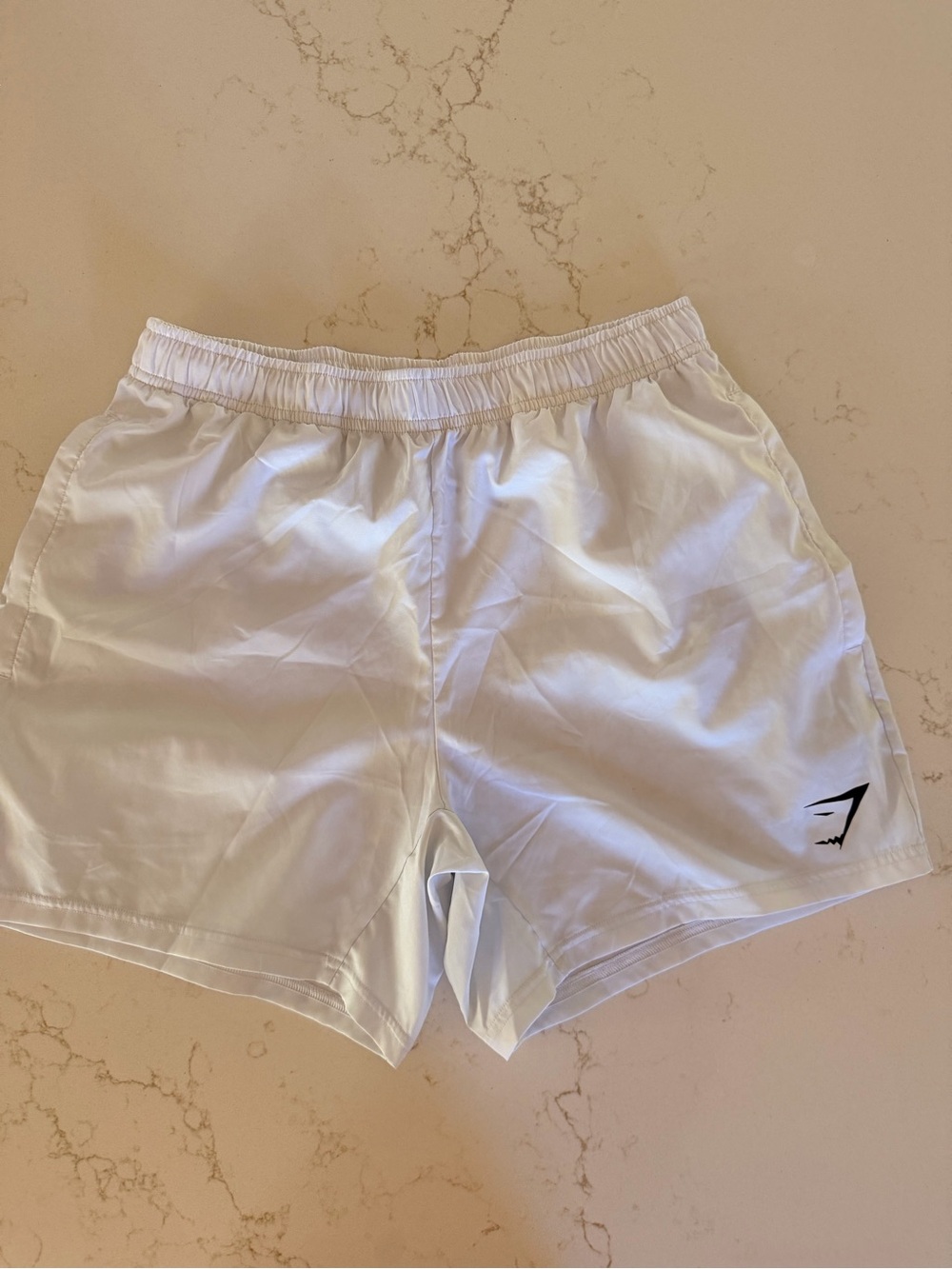 Gymshark Women’s White Athletic Shorts with Logo. Small